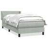 vidaXL Pat box spring cu saltea, gri deschis, 90x220 cm, catifea