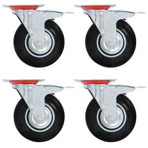 vidaXL Roți pivotante cu fr&acirc;ne duble, 4 buc., 125 mm