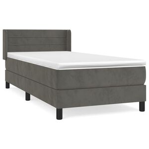 vidaXL Pat box spring cu saltea, gri &icirc;nchis, 80x200 cm, catifea