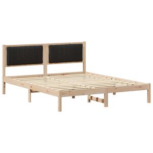 vidaXL Cadru de pat cu tăblie tapițată cu headboard Negru 150 x 200 cm