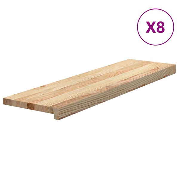 vidaXL Trepte scari 8 buc Stejar masiv netratat 90x25x2 cm