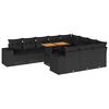 vidaXL Set canapele de grădină cu perne, 10 piese, negru, poliratan