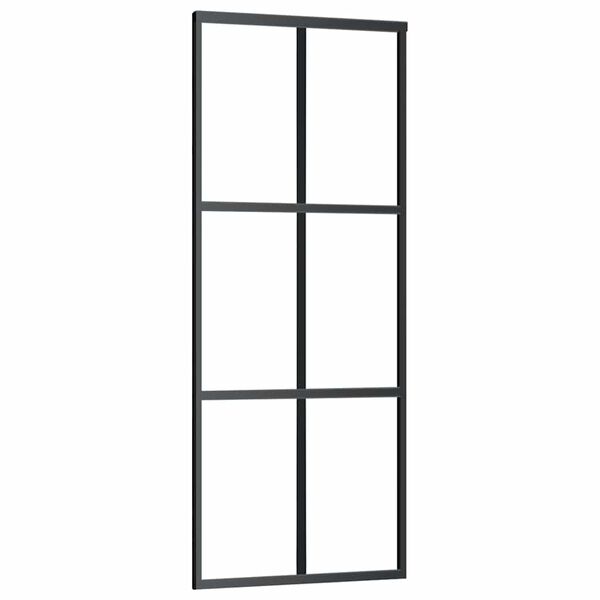 vidaXL Ușă glisantă, negru, 76x205 cm, sticlă ESG și aluminiu
