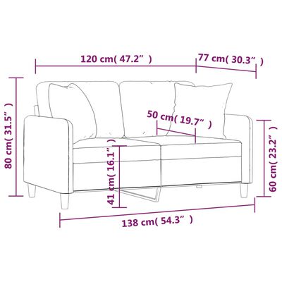 vidaXL Canapea cu 2 locuri cu perne&pernuțe gri deschis 120 cm textil