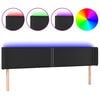 vidaXL Tăblie de pat cu LED, negru, 183x16x78/88 cm, piele ecologică