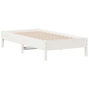 vidaXL Cadru pat fără saltea, alb, 90x190 cm, lemn masiv de pin