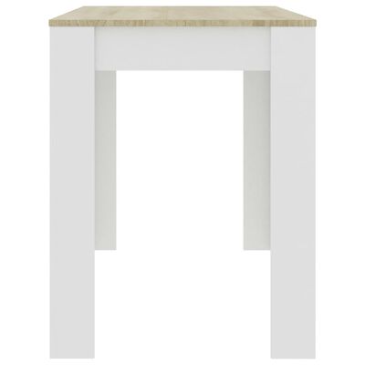 vidaXL Masă de bucătărie, alb și stejar Sonoma, 120 x 60 x 76 cm, PAL