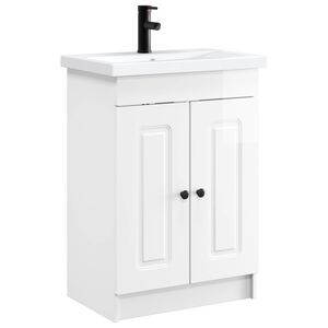vidaXL Set de mobilier pentru baie Alb foarte lucios 56 x 37,5 x 81 cm