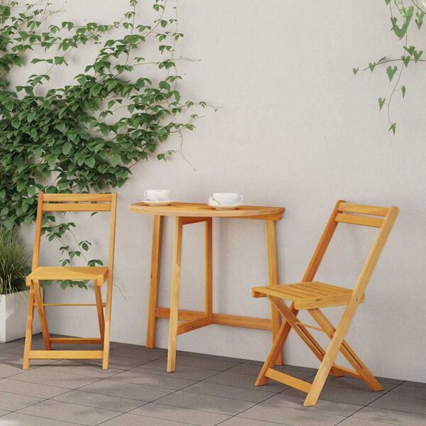 vidaXL Set bistro 3 pcs Maro lemn masiv de acacia