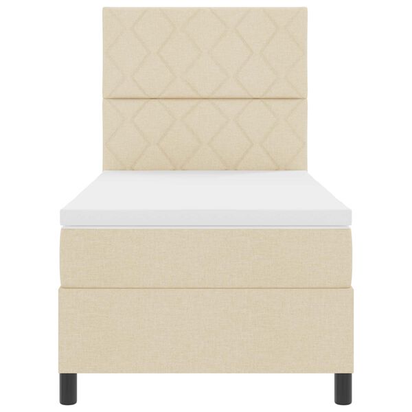 vidaXL Pat cu arcuri cu saltea cu headboard Crem 100 x 200 cm țesătură