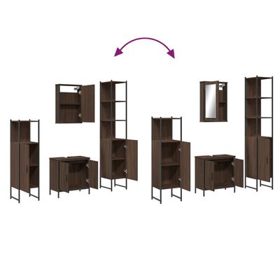 vidaXL Set mobilier de baie, 4 piese, stejar maro, lemn prelucrat