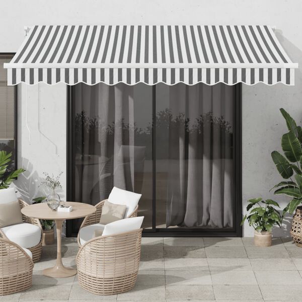 vidaXL Copertină retractabilă manual cu LED, antracit/alb, 350x250 cm