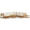 vidaXL Set mobilier grădină cu perne crem, 12 piese, lemn masiv acacia