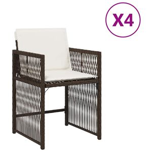 vidaXL Scaune de grădină cu perne, 4 buc., maro, poliratan