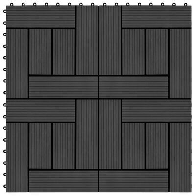 vidaXL Plăci de pardoseală, 11 buc, negru, 30x30 cm, WPC, 1 mp