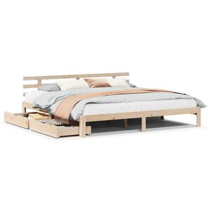 vidaXL Cadru de pat cu sertare, 200x200 cm, lemn masiv pin