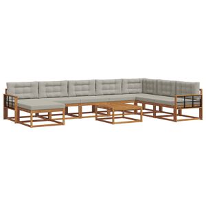 vidaXL Set de canapele de exterior 9 pcs Gri natural și deschis