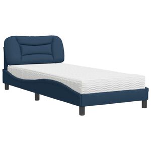 vidaXL Pat cu saltea, Hvar, albastru, 90x190 cm, textil