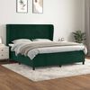 vidaXL Pat box spring cu saltea, verde &icirc;nchis, 160x200 cm, catifea