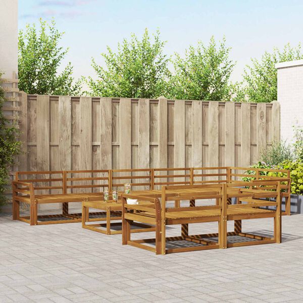vidaXL Set de canapele de exterior 9 pcs natural Lemn Solid de Acacia