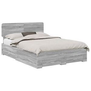 vidaXL Cadru de pat cu headboard Gri Sonoma 140 x 190 cm Lemn compozit