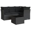 vidaXL Set mobilier de grădină cu perne, 5 piese, negru, poliratan