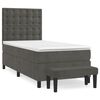 vidaXL Pat box spring cu saltea, gri &icirc;nchis, 90x190 cm, catifea