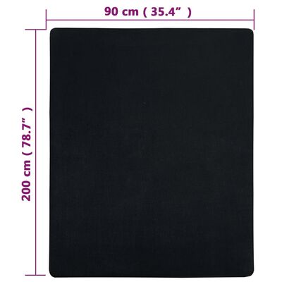 vidaXL Cearșaf de pat cu elastic, negru, 90x200 cm, bumbac