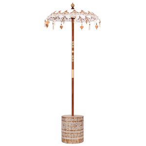 vidaXL Umbrela balineză cu bază Crem 95 x 95 x 260 cm