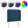 vidaXL Tăblie de pat cu LED, albastru &icirc;nchis, 103x16x118/128cm catifea