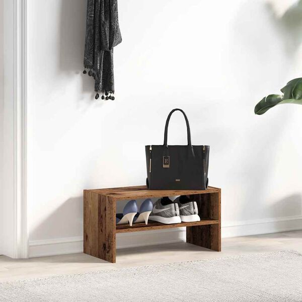 vidaXL Suport pantofi stivuibil din lemn vechi 60x30x30,5 cm