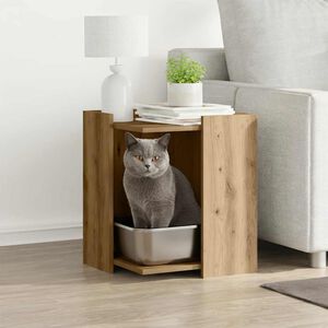 vidaXL Cutie litieră pisici stejar artizanal 42x42x51cm lemn prelucrat