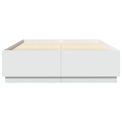 vidaXL Cadru de pat, alb, 140x200 cm, lemn prelucrat