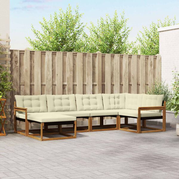 vidaXL Set de canapele de exterior cu pernă 6 pcs Natural și Crem