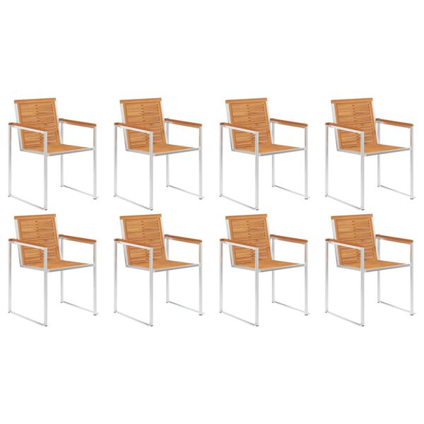vidaXL Scaune de grădină cu perne, 8 buc., lemn masiv de acacia
