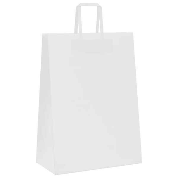 vidaXL Pungi de h&acirc;rtie 50 buc cu m&acirc;nere albe 32x17x44 cm