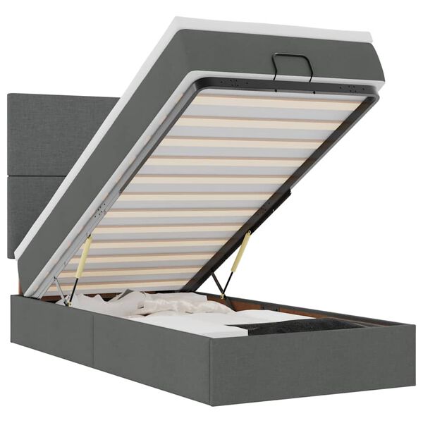 vidaXL Cadru de pat otoman cu saltele Gri închis 90x190cm țesătură