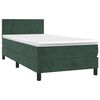 vidaXL Pat box spring cu saltea, verde închis, 100x200 cm, catifea