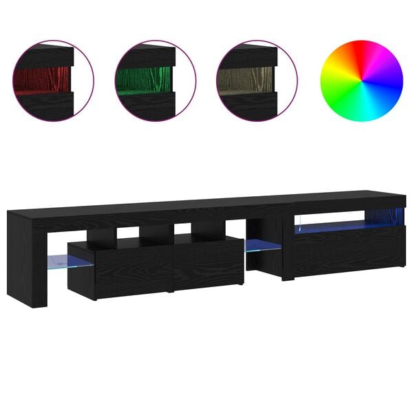 vidaXL Cabinet TV 2 pcs Stejar Negru 215 x 36,5 x 40 cm Lemn compozit