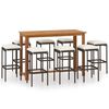 vidaXL Set mobilier bar de grădină cu perne, 9 piese, maro