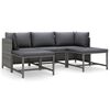 vidaXL Set mobilier de grădină cu perne, 5 piese, gri, poliratan
