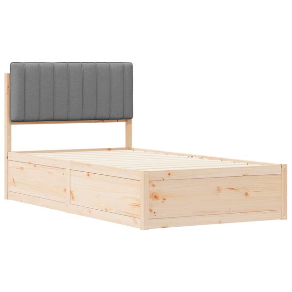 vidaXL Cadru de pat cu tăblie tapițată Gri deschis 100 x 200 cm