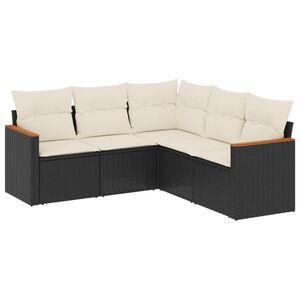 vidaXL Patio Sofa Set 5-Locuri Black and Cream