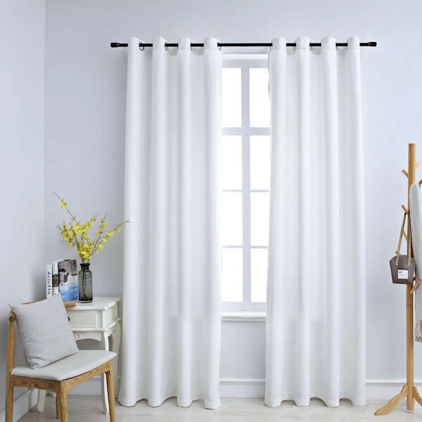 vidaXL Draperii opace cu inele metalice, 2 buc., alb, 140 x 245 cm