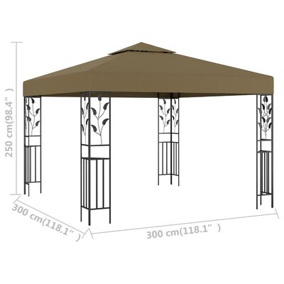 vidaXL Pavilion de grădină, gri taupe, 3 x 3 m, 180 g/m²