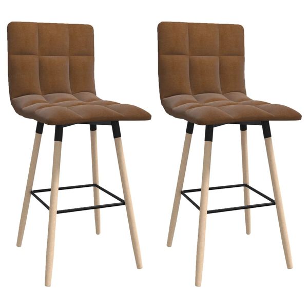 vidaXL Scaune de bar, 2 buc., maro, material textil