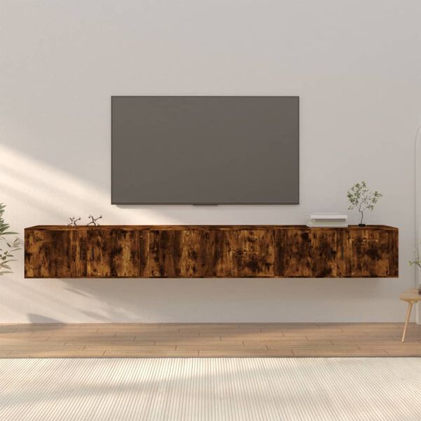 vidaXL Dulapuri TV montate pe perete 3 buc stejar afumat 100x34,5x40cm