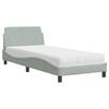 vidaXL Pat cu saltea, Dover, gri deschis, 90x200 cm, catifea