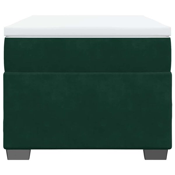 vidaXL Pat box spring cu saltea, verde &icirc;nchis, 90x190 cm, catifea