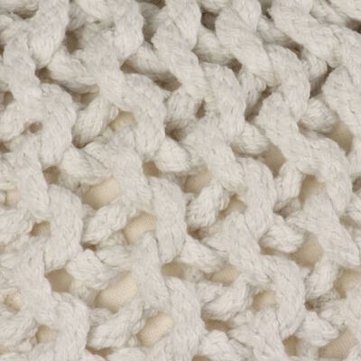 vidaXL Puf tricotat manual, bumbac, 50 x 35 cm, alb